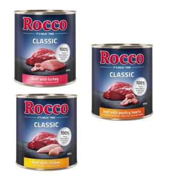 6x800 Rocco Classic nedves kutyatáp Szárnyas-mix: marha/csirke, marha/szárnyasszív, marha/pulyka kép