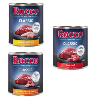 6x800 Rocco Classic nedves kutyatáp Topseller-mix: marha pur, marha/szárnyasszív, marha/csirke kép