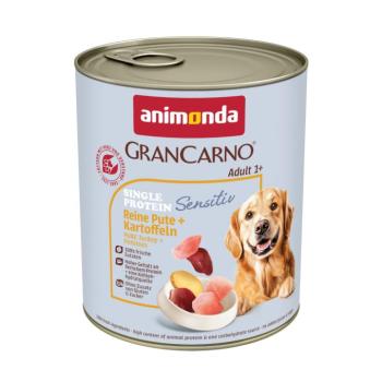 6x800g animonda GranCarno Adult Single Protein Sensitive Pulyka & burgonya nedves kutyatáp kép