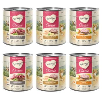 6x800g Feringa Classic Meat Kacsa, borjú brokkoli & pitypang nedves macskatáp mix 1: szárnyas, bárány & nyúl, csirke & pisztráng kép