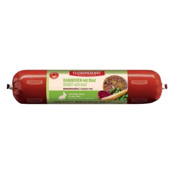 6x800g Fleischeslust Classic Nyúl, marha, borsó, körte & cékla nedves kutyatáp, kolbász kép