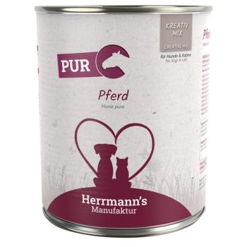 6x800g Hermann's Bio színhús nedves kutya- és macskatáp - Ló kép