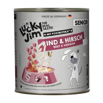 6x800g Lucky Jim Senior marha & szarvas nedves kutyatáp kép