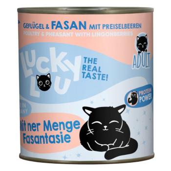 6x800g Lucky Lou Adult Baromfi & fácán nedves macskaeledel