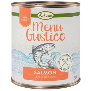 6x800g Lukullus Menu Gustico - Lazac, sárgarépa, lucerna & spenót nedves kutyatáp kép
