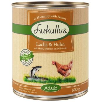 6x800g Lukullus Naturkost Adult Lazac & csirke nedves kutyatáp kép