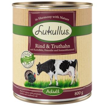 6x800g Lukullus Naturkost Adult Marha & pulyka gabonamentes nedves kutyatáp kép
