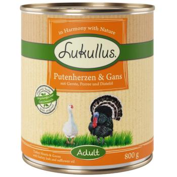 6x800g Lukullus Naturkost Adult Pulykaszív & liba nedves kutyatáp kép