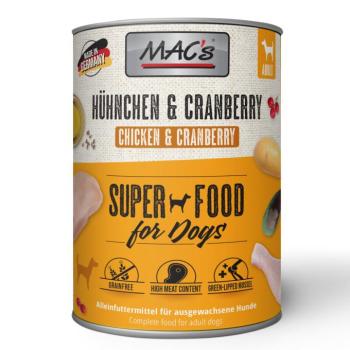 6x800g MAC's Adult csirke & vörösáfonya nedves kutyatáp