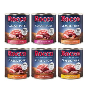 6x800g Rocco Classic Pork nedves kutyatáp Mix: marha/bárány, csirke/pulyka, csirke/borjú, marha/szárnyasszív, csirke/lazac, marha/csirke kép