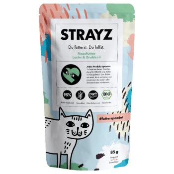 6x85g STRAYZ BIO Bio lazac & bio brokkoli tasakos nedves macskaeledel kép
