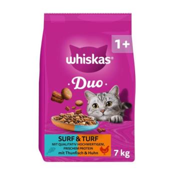 7kg Whiskas 1+ Duo Surf & Turf tonhal & csirke száraz macskatáp kép