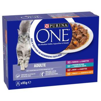 8x85g PURINA ONE Adult nedves macskatáp vegyes csomagban kép