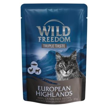 8x85g Wild Freedom Triple Taste European Highlands - csirke, lazac & bárány tasakos nedves macskatáp kép