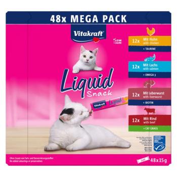 96x15g Vitakraft Cat Liquid-Snack Multipack mix 2 macskasnack 4 változatta