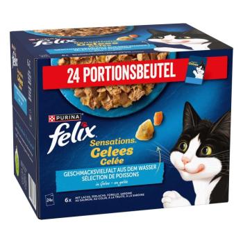 96x48g Felix Sensations aszpikban halas válogatás nedves macskatáp 3+1 ingyen kép