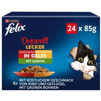 96x85g Felix Fantastic duplán finom hús- & zöldségválogatás nedves macskatáp 3+1 ingyen kép