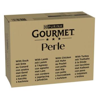 96x85g Gourmet Perle Kacsa, bárány, csirke, pulyka szószban nedves macskatáp kép