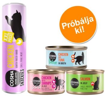 Cosma próbacsomag macskáknak szenzációs áron-Mix: 6x85 g Original, 6x85 g Asia, 6x70 g Nature, 1x Snackies XXL 26 g kép