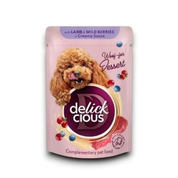 Delickcious Bárányhúsos és erdei gyümölcsös pelyhek krémes szószban kutyáknak 80g kép
