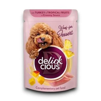 Delickcious Pulykahúsos és trópusi gyümölcsös pelyhek krémes szószban kutyáknak 80g kép
