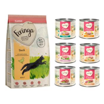 Feringa próbacsomag: szárazeledel + 6 x 200 g nedvestáp - 400 g száraztáp kacsa + nedvestáp kép