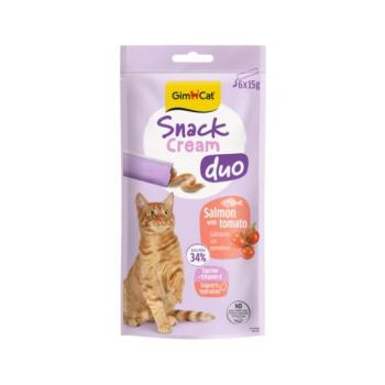 Gimcat Snack Cream Duo jutalomfalat macskáknak - lazac, paradicsom 6 x 15 g kép