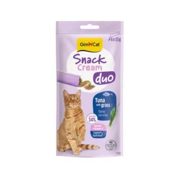 Gimcat Snack Cream Duo jutalomfalat macskáknak - tonhal, fű 6 x 15 g kép