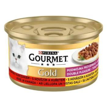 GOURMET GOLD Csirkével és marhával duó élmény nedves macskaeledel - 12x85 g kép