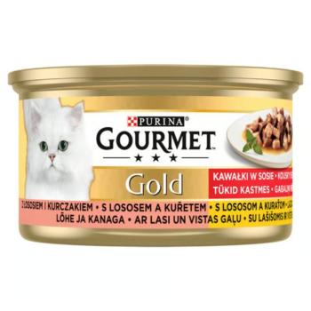 GOURMET GOLD Lazaccal és csirkével szószban nedves macskaeledel - 12x85 g kép