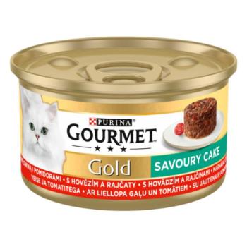 GOURMET GOLD Savoury Cake Marhával és paradicsommal nedves macskaeledel - 12x85 g kép