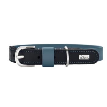 HUNTER Wolmar BioThane®/bőr kutyanyakörv, füstkék/fekete M: 55cm hosszú, 24mm széles kép