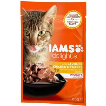 Iams Delights chicken & turkey 85 g kép