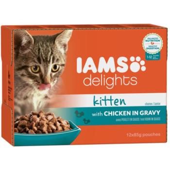 Iams Deligths Kitten with chicken in gravy 12x85 g kép