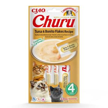 Inaba Cat Ciao Churu krémes macskaeledel - tonhal, bonitó pehely 4 x (4 x 14 g) kép
