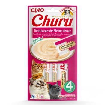 Inaba Cat Ciao Churu krémes macskaeledel - tonhal, garnélarák 4 x (4 x 14 g) kép