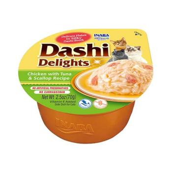 Inaba Cat Dashi Delights nedves macskaeledel - csirke, tonhal, fésűkagyló 4 x 70 g kép