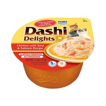 Inaba Cat Dashi Delights nedves macskaeledel - csirke, tonhal, lazac 4 x 70 g kép