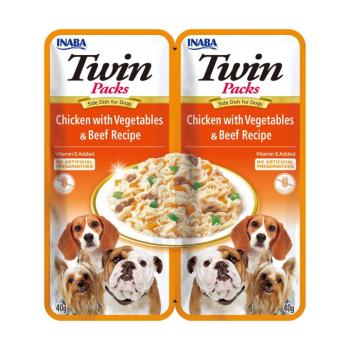 Inaba Dog Twin Packs zselés kutyaeledel - csirke zöldségekkel, marha 2 x 40 g kép