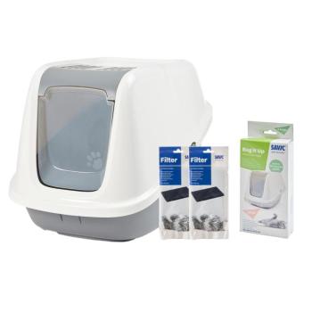 Induló szett: Savic Nestor Giant macska wc fehér/szürke+2db pótszűrő+6db Bag It Up alomalátét kép
