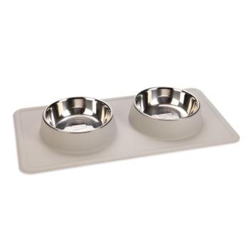 Karlie Diner Set Silikon Dex 2 tál szilikon alappal kutyáknak, 2x350ml, világosszürke kép