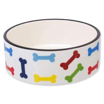 Bowl Dog Fantasy kerámiamintás színes csontok fehér 15,5x 6cm 790ml kép