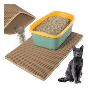 Macska alomtálca alátét/alomszőnyeg XXL 75×55 cm – vízálló, kétrétegű, csúszásmentes (bézs) kép