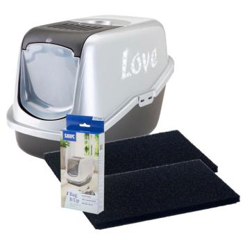 Macska toalett 'Love' felirattal+2 pótszűrő+12db Bag It Up Maxi kép