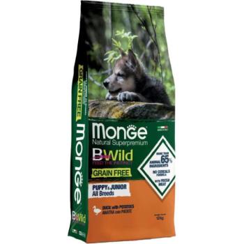 Monge BWild Puppy & Junior duck & potato 12 kg kép