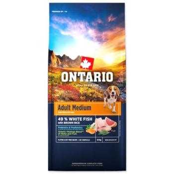 Ontario Adult Medium Fish & Brown Rice 12kg állateledel kép