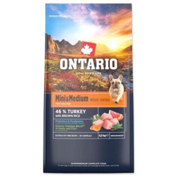 Ontario Mini & Medium Weight Control Pulyka & Barna Rizs 6,5kg kép