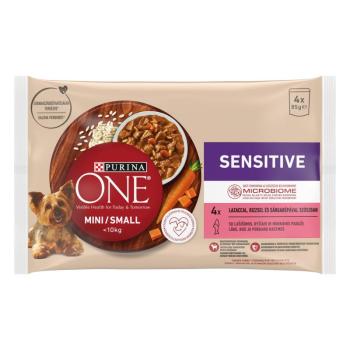 Purina One Mini teljes értékű állateledel mini és kistestű felnőtt kutyák számára lazaccal 4 x 85 g kép
