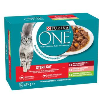 Purina One Sterilcat teljes értékű állateledel felnőtt macskák számára - marha, lazac, pulyka 6 x (12 x 85 g) kép