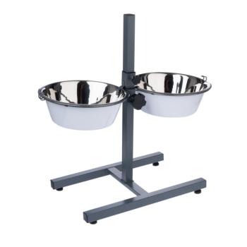 TIAKI dupla tál állítható állvánnyal kutyáknak - 2 x 2650 ml, Ø 25 cm kép